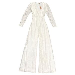 Blush Street Couture Lace Pant Suit Gown Wedding Jumpsuit Bridal Dress